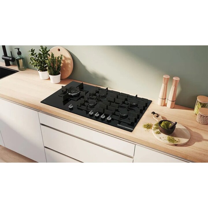Plaque de cuisson à gaz Bosch série 6 PPM9A6I40 intégrée 90 cm 5 zones noir