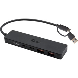 Hub metálico i-tec USB-A/USB-C com 2 portas USB 3.0 e 2 portas USB-C (10 Gbps)