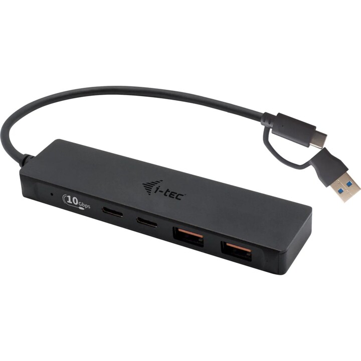i-tec USB-A/USB-C-Metall-Hub mit 2 USB 3.0-Anschlüssen und 2 USB-C-Anschlüssen (10 Gbit/s)