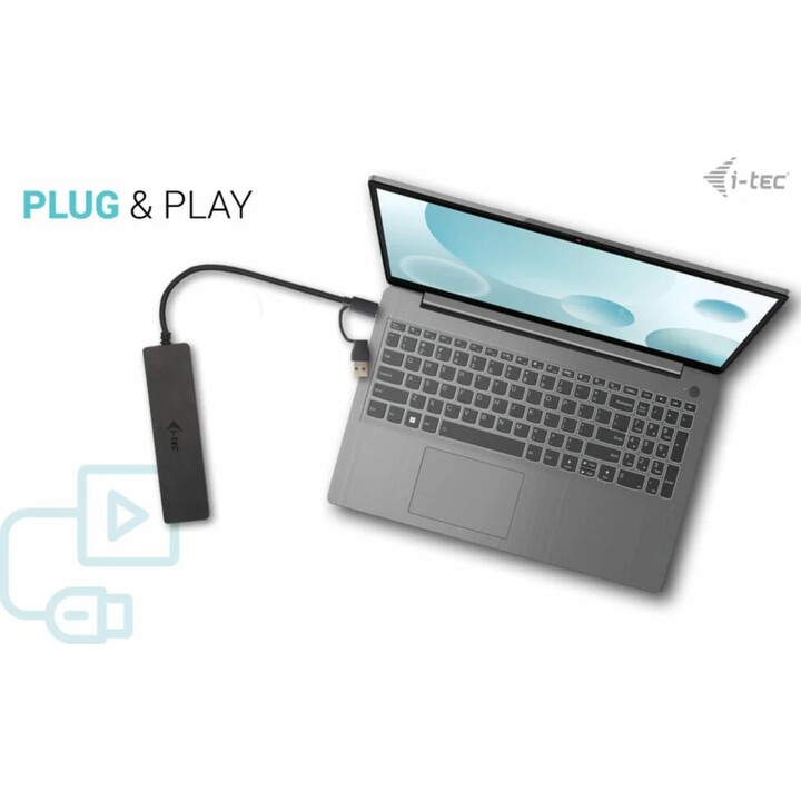 i-tec USB-A/USB-C-Metall-Hub mit 2 USB 3.0-Anschlüssen und 2 USB-C-Anschlüssen (10 Gbit/s)