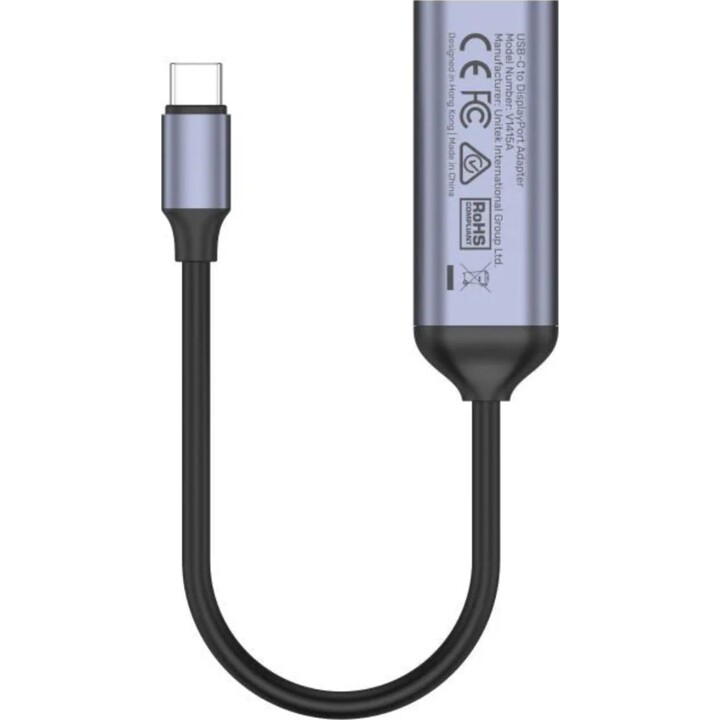 UNITEK V1415A Adaptateur USB Type C vers DisplayPort 0,15 m Gris Aluminium