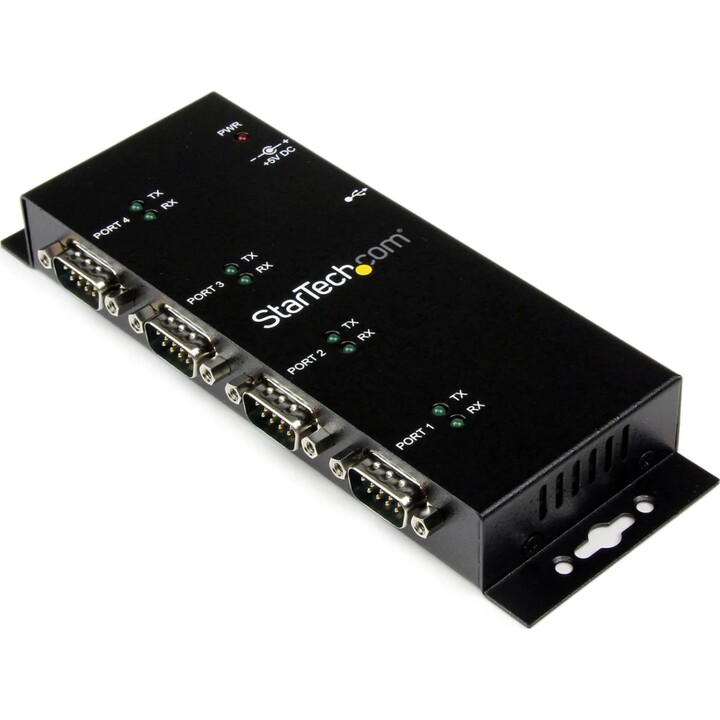 Startech Hub adaptateur série USB 4 ports vers RS232 DB9 – Rail DIN industriel et support mural