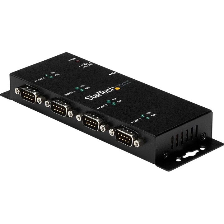 Startech Hub adaptateur série USB 4 ports vers RS232 DB9 – Rail DIN industriel et support mural