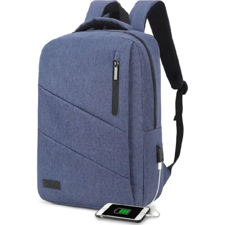 Zaino Subblim City per computer portatili fino a 15,6", porta USB, blu