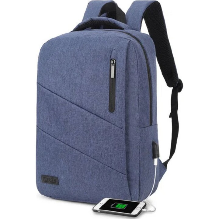 Zaino Subblim City per computer portatili fino a 15,6", porta USB, blu