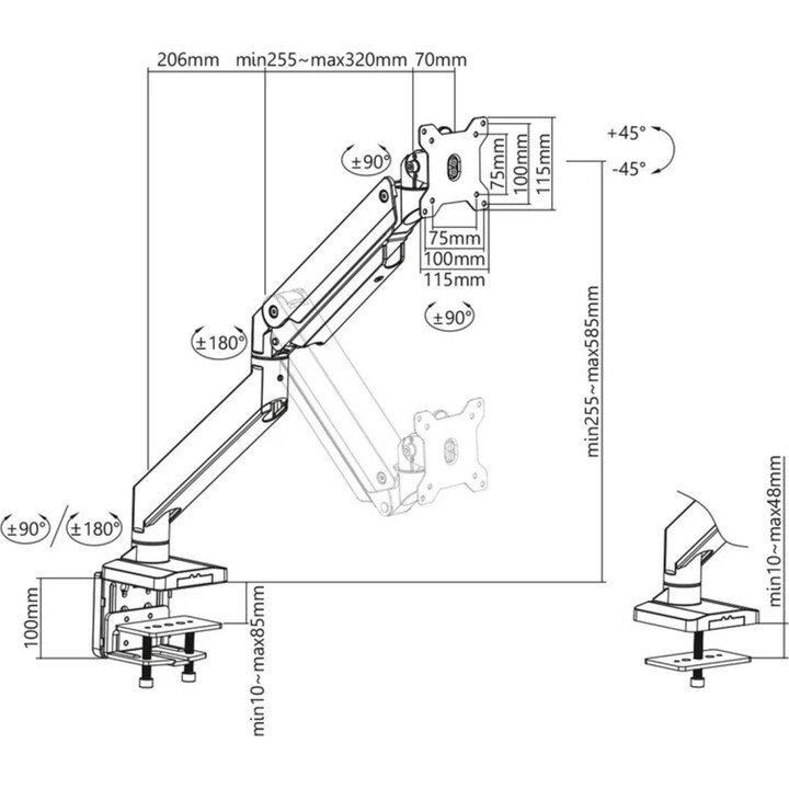 Digitus DA-90426 Supporto TV 88,9 cm (35") Nero
