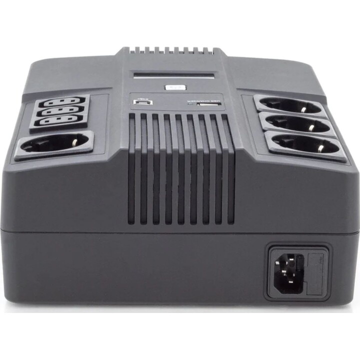 UPS Digitus All-in-One, 800 VA/480 W, LED 12 V/9 Ah x1, 4 connettori CEE 7/7, 3 connettori IEC C13, USB, RJ45