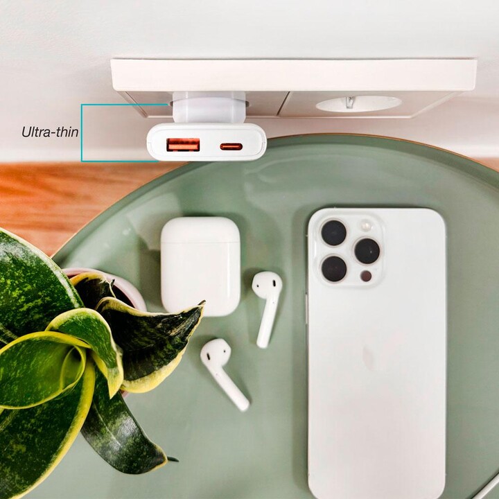 Chargeur de voyage USB + Type-C / GaN 65 W / PD + QC / Blanc / TQWC-GANSL65W1A1C / Tooq