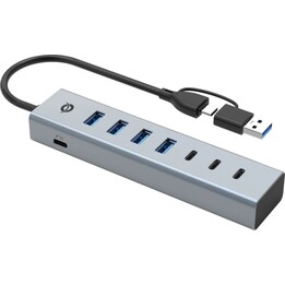 Conceptronic 7-Port-USB-3.0-Hub, 2-in-1-USB-C/A-Kabel, 3 USB-C, 4 USB-A