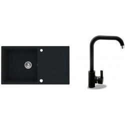 Spüle. Sparta Plus (78X48) Carbon + Silvio Granit Mischbatterie