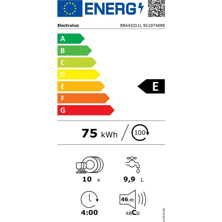 Electrolux Eea43211l lave-vaisselle encastrable 10 couverts classe E Blanc