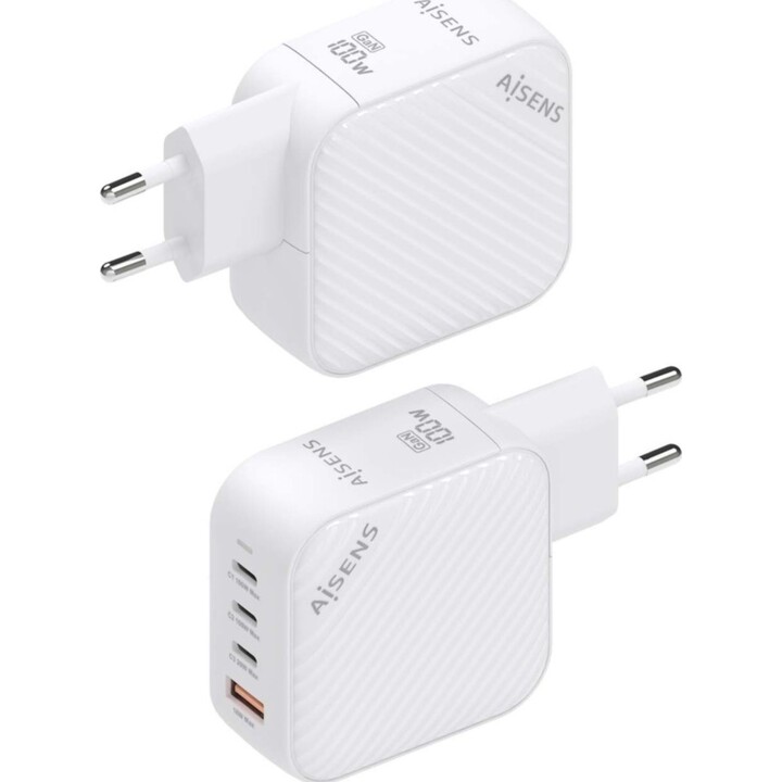 Aisens GaN USB-C Charger 100W pour charger des ordinateurs portables, des téléphones, des appareils photo et des tablettes