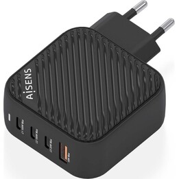 Caricabatterie Aisens GaN 100 W, 3xUSB-C PD3.0 QC4.0, 1xUSB-A QC3.0, Nero