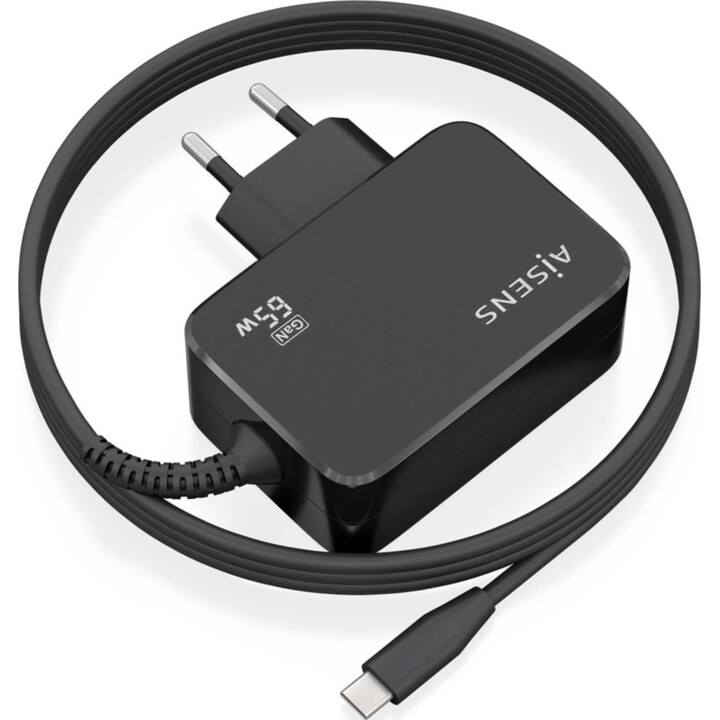 Aisens GaN Chargeur 65 W PD3.0 1xUSB-C 1,8 M, Noir