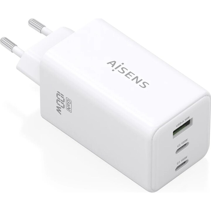 Caricabatterie Aisens Gan 100W, 2xUSB-C PD3.0 QC4.0 QC5.0, 1xUSB-A QC3.0, Bianco