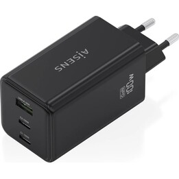 Aisens Cargador Gan 100W, 2xUSB-C PD3.0 QC4.0 QC5.0, 1xUSB-A QC3.0, Negro