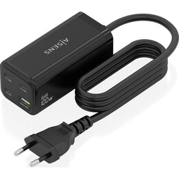 Aisens Cargador de Sobremesa Gan 100W, 3xUSB-C PD3.0 QC4.0 QC5.0, 1xUSB-A QC3.0, Negro