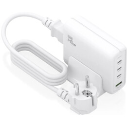 Carregador de mesa Aisens Gan 140 W, 3xUSB-C PD3.1 QC4.0 QC5.0, 1xUSB-A QC3.0, branco