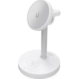 Aisens Cargador Inalámbrico USB-C 3 en 1 de 15W para Móvil, Apple Watch, Auriculares con Estuche de Carga, Blanco