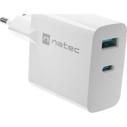 Natec Ribera Caricabatterie Gan 65w Pd3.0 Qc3.0 1x USB-A + 1x USB-C Bianco