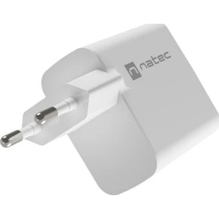 Natec Ribera Cargador Gan 45w Pd3.0 Qc3.0 1x USB-A + 1x USB-C Blanco