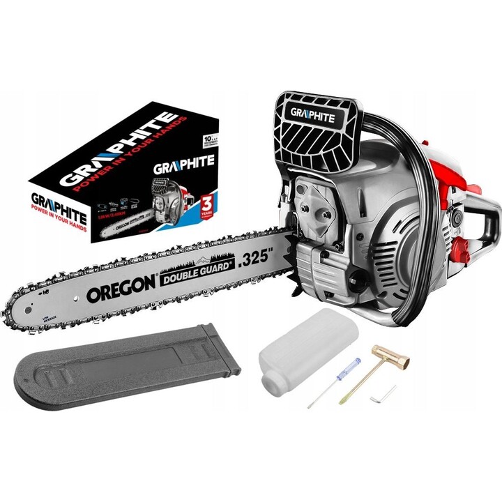 Motosserra a gasolina Graphite 58G943 1.8kW com barra guia de 18 polegadas, cinzento