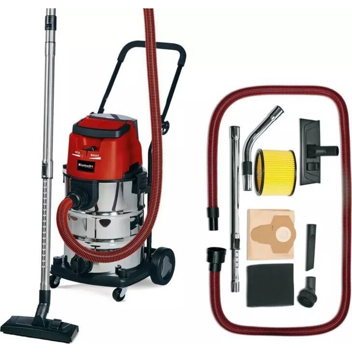 Einhell TE-VC 36/30 Li S 36v Cordless Stainless Steel Wet and Dry Vacuum Cleaner 30L No Batteries No Battery Charger