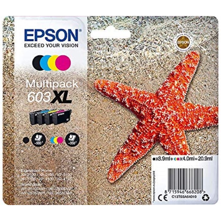 CARTUCHO EPSON 603XL MULTIPACK WORKFORCE WF-2810 WF-2830 WF-2835 WF-2850 XP-2100 XP-3100 XP-4100