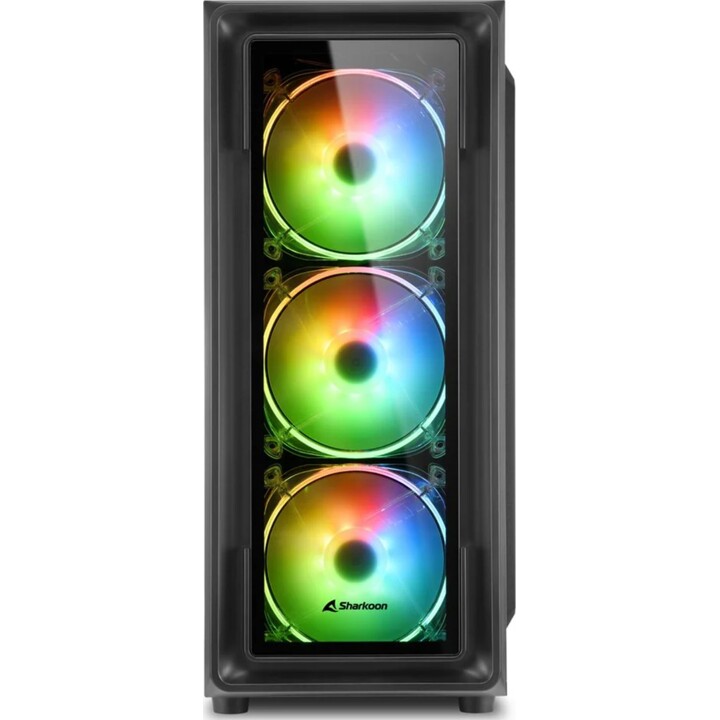 Torre de PC Sharkoon TK4 RGB com vidro temperado e USB 3.1 - preta