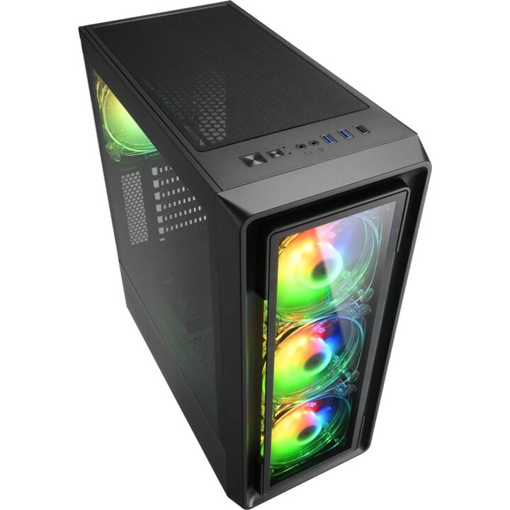 Torre de PC Sharkoon TK4 RGB com vidro temperado e USB 3.1 - preta