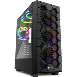 Sharkoon RGB Hex Tempered Glass USB 3.0 Black PC Tower