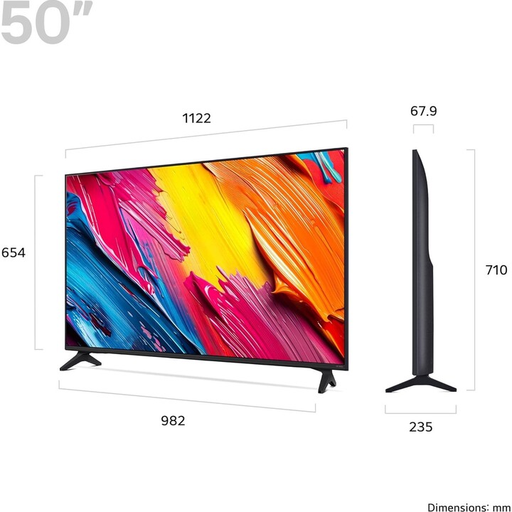 Televisão LG de 50 polegadas 4K Ultra HD 3840 x 2160 Pixéis Plano 16:9 Qned 50Qned70A6A