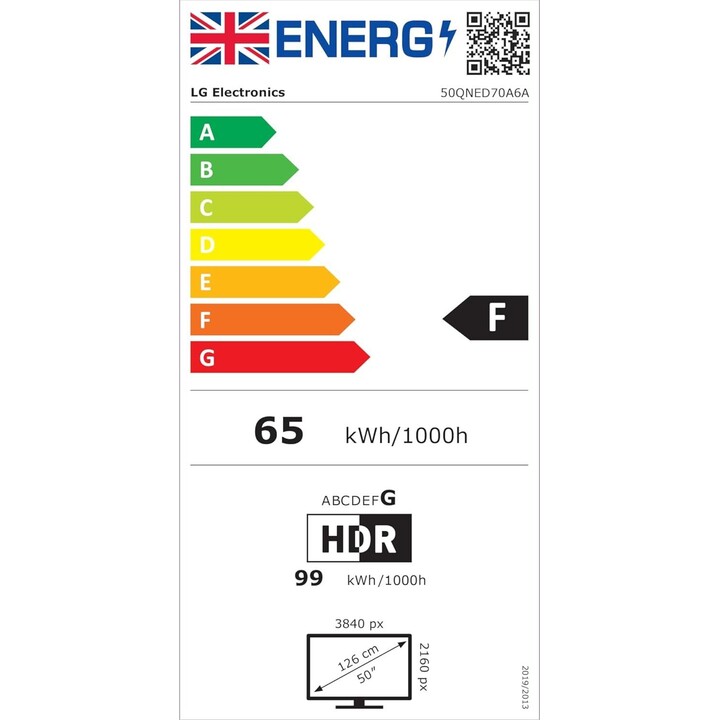 Televisão LG de 50 polegadas 4K Ultra HD 3840 x 2160 Pixéis Plano 16:9 Qned 50Qned70A6A