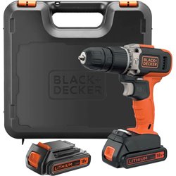 Taladro de impacto inalámbrico Black&Decker (batería de 18 V, 2 x 1,5 Ah, BCD003C2K)