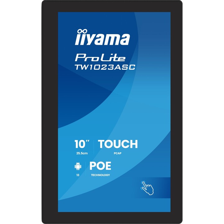 iiyama TW1023ASC-B3P visualizzatore di messaggi Design chiosco 25,6 cm (10.1") Wi-Fi 385 cd/m² WXGA Nero Touch screen Processore