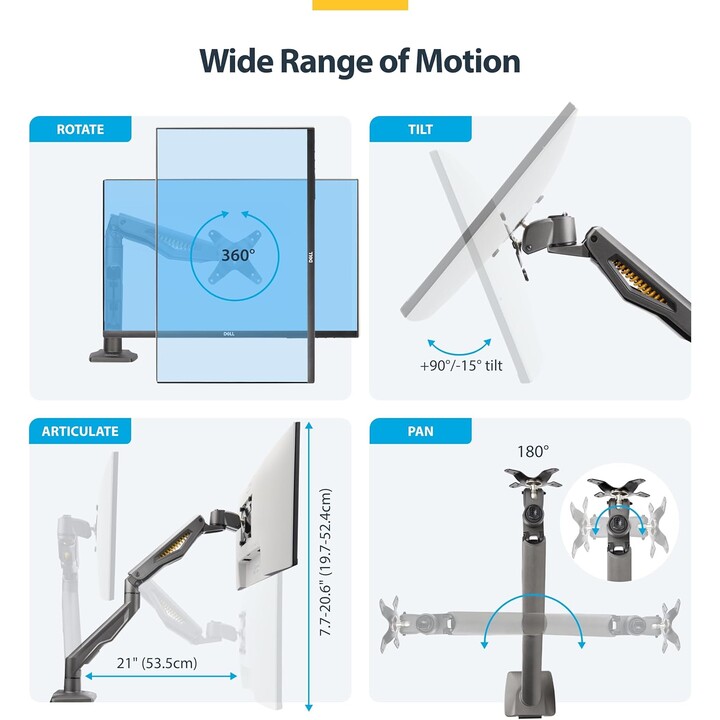 Braccio per monitor a movimento completo con montaggio a tavolo, fino a 32" - H1M1Ag2-Monitor-Arm