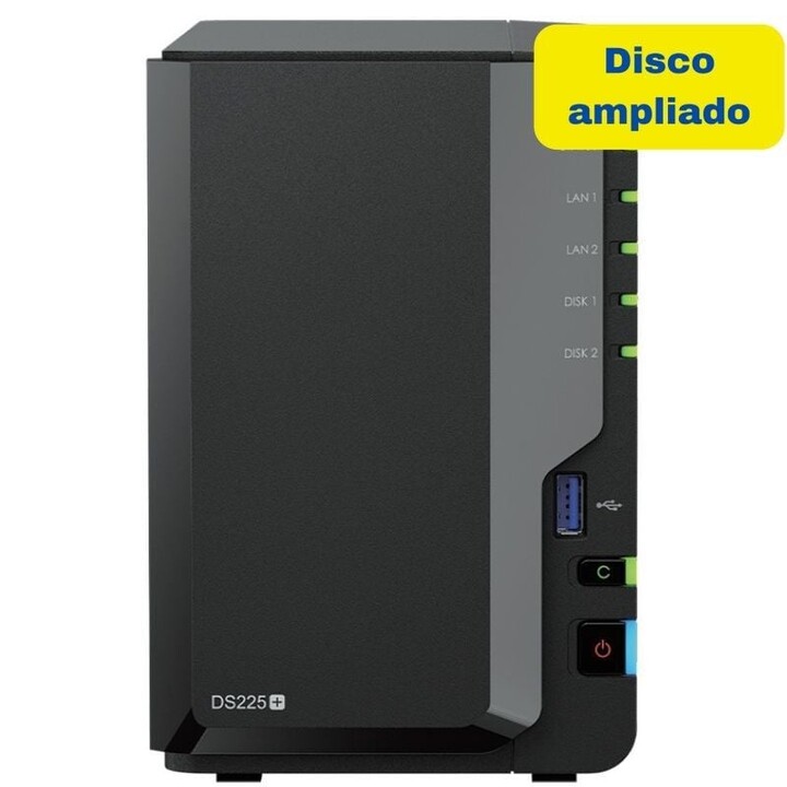 Synology Diskstation DS225+ NAS/ 2 alloggiamenti 3,5´- 2,5´/ 2 GB DDR4/ 8 TB/ Formato Tower