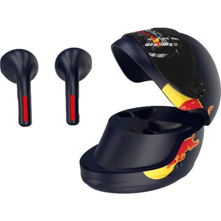 Red Bull Racing TWS Turbo Wireless Bluetooth In-Ear Headphones with ENC Noise Cancellation and Charging Case Blue