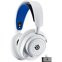 Casque sans fil Steelseries Arctis Nova 7p Blanc, bandeau gaming Bluetooth, bleu, blanc