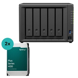 Synology DiskStation DS1525+ 5 Einschübe NAS-Server Leergehäuse (DS1525+) + 2x Synology Plus 3.5" SATA 6Gb/s Festplatte 16 TB