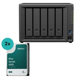 Carcasa vacía para servidor NAS Synology DiskStation DS1525+ de 5 bahías (DS1525+) + 2 discos duros Synology Plus de 3,5" S
