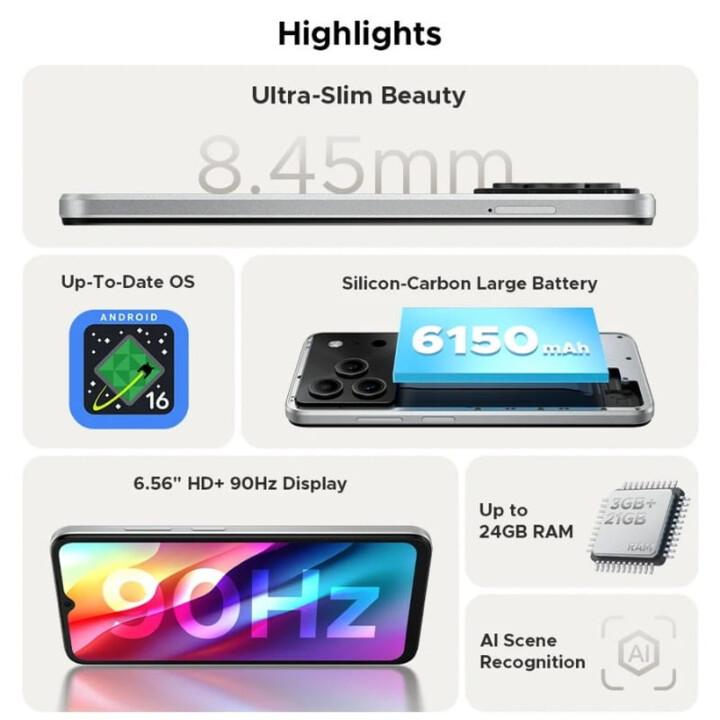 Smartphone Doogee Note 56 Pro, 4GB 128GB, 6,56 IPS HD+, 6150 mAh, Nero
