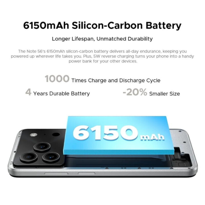 Smartphone Doogee Note 56 Plus, 6GB 256GB, 6.56 IPS HD+, 6150mAh, Negro