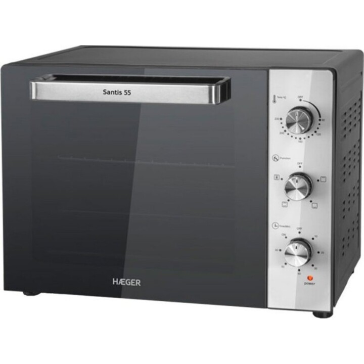 Haeger OV-55B.041A, forno elettrico da tavolo da 55 litri con timer e controllo esatto della temperatura, nero