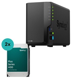 Gabinete vazio para servidor NAS Synology DiskStation DS225+ de 2 baias (DS225+) + 2 discos rígidos Synology Plus SATA de 3,5&qu