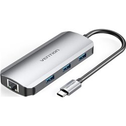 Hub USB Type-C Vention Tohhb 1x HDMI, 3x USB, 1x RJ45, 1x, USB Type-C Pd