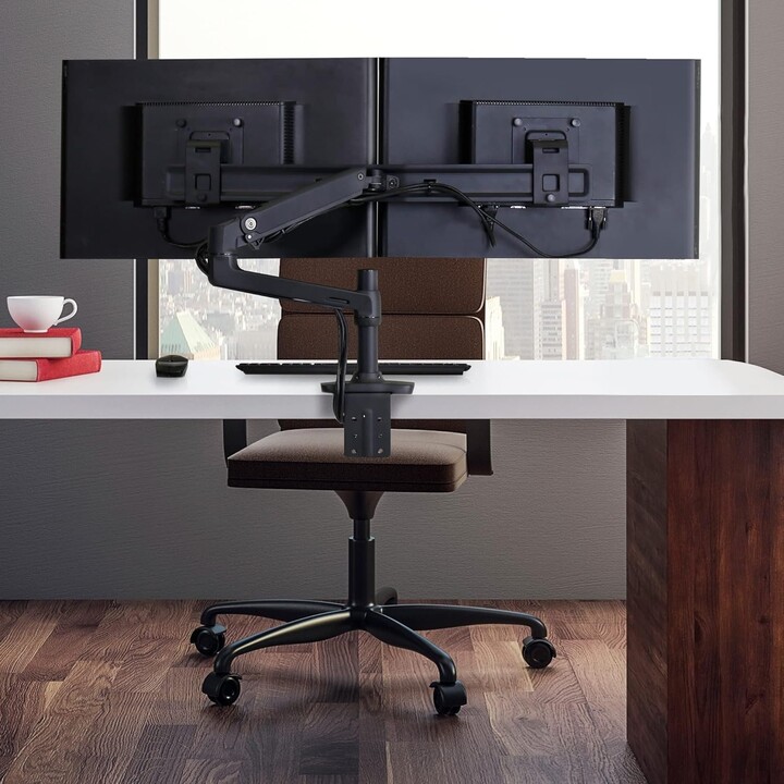 Lx Series Escritorio Doble Brazo Directo - Max 25 Pulgadas - Negro