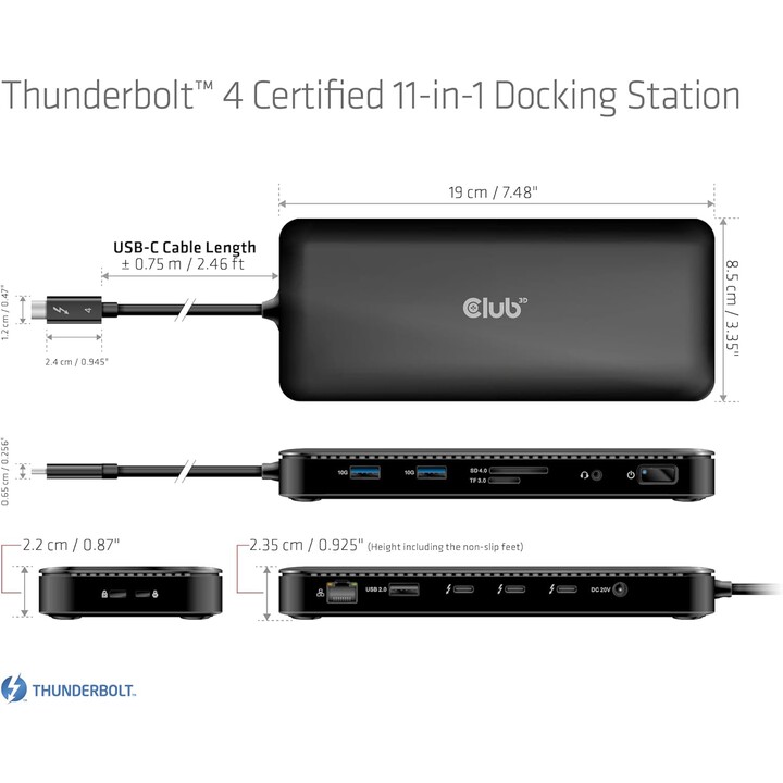 Estação de ancoragem de acessórios NB 11 em 1 / Thunderbolt CSV-1581 Club3D