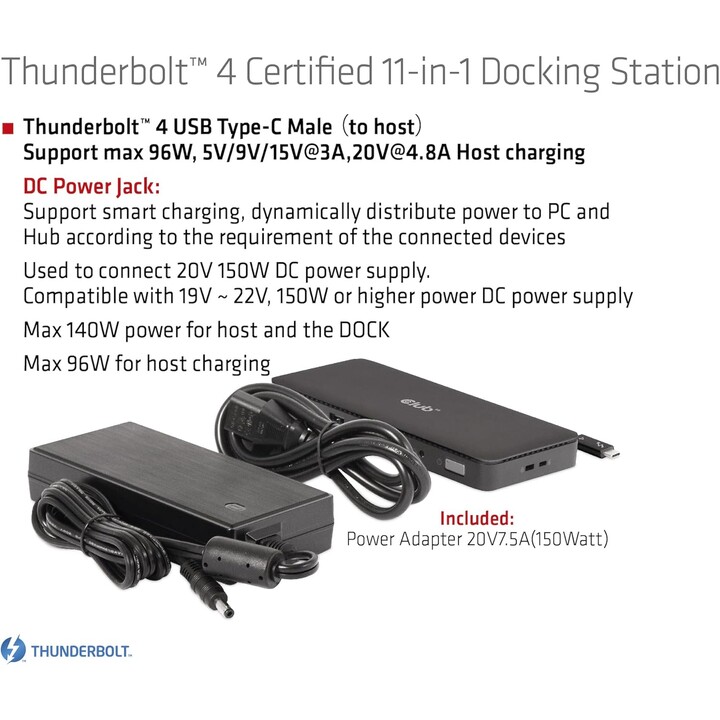 Station d'accueil pour accessoires NB 11-en-1 / Thunderbolt CSV-1581 Club3D