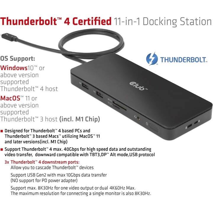Station d'accueil pour accessoires NB 11-en-1 / Thunderbolt CSV-1581 Club3D